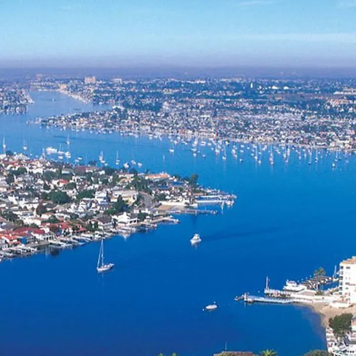 Newport Harbor and the Orange County coast from above